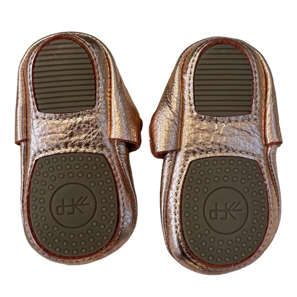 Freshly Picked Mary Jane Moccasin Mini Sole Rose Gold Boho Metallic Size 5 NEW